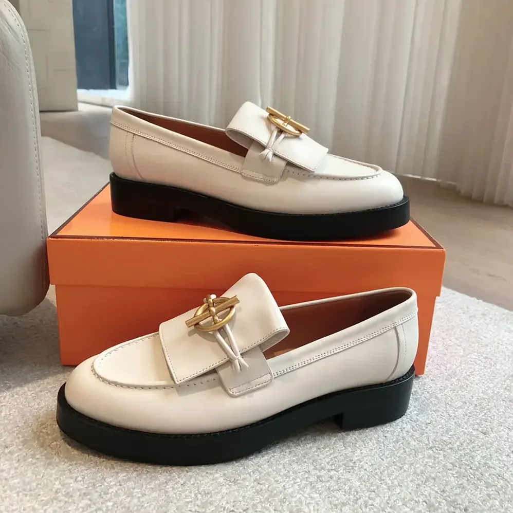 Hermes Impact Loafer in Calfskin Leather-White 241143Z for Women Hermes Impact Loafer in Calfskin Leather-White 241143Z for Women