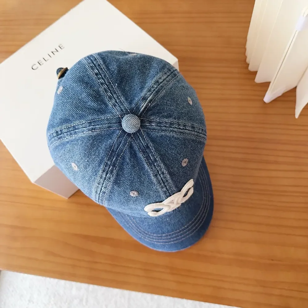 Celine Triomphe Baseball Cap in Denim Union Wash for Women