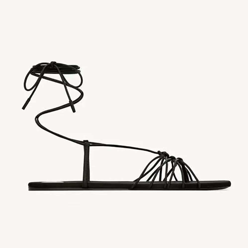 Saint Laurent YSL Babylone Sandals in Smooth Leather for Women