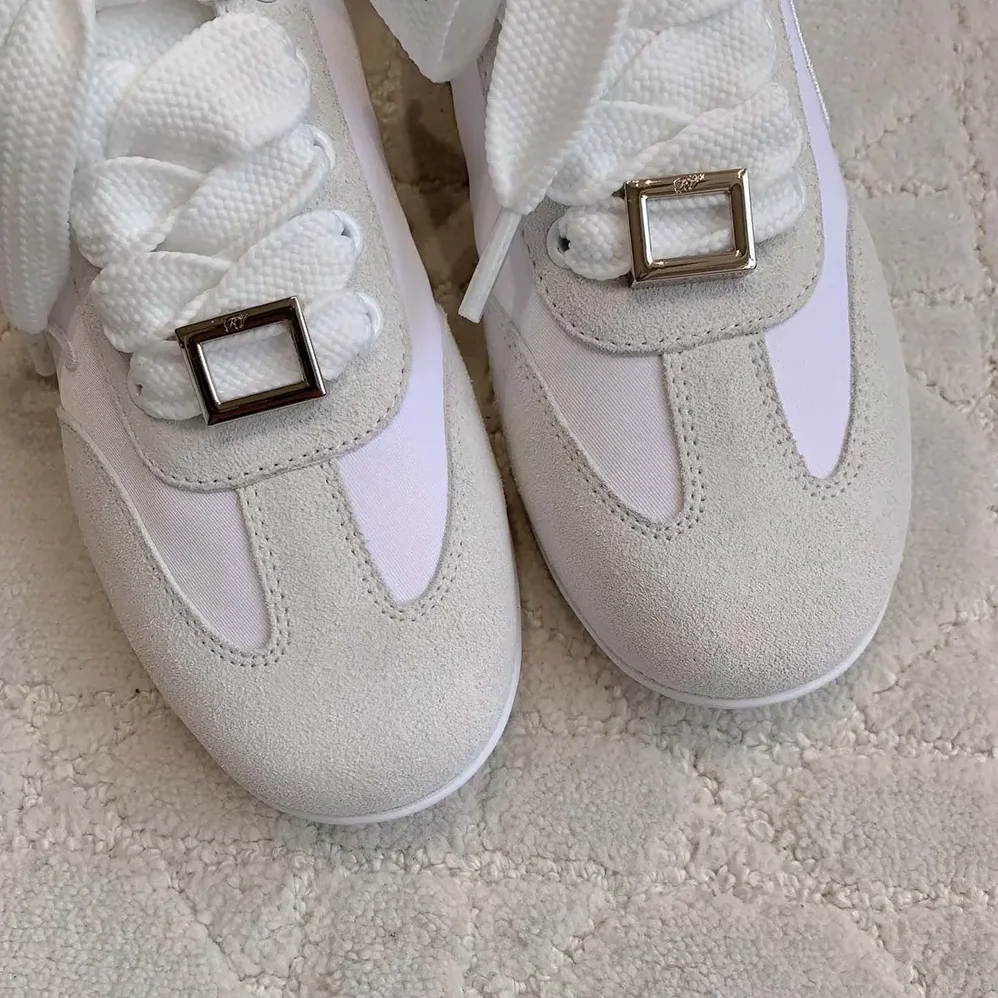 Roger Vivier Viv Low Sneakers in Suede for Women in White Roger Vivier Viv Low Sneakers in Suede for Women in White