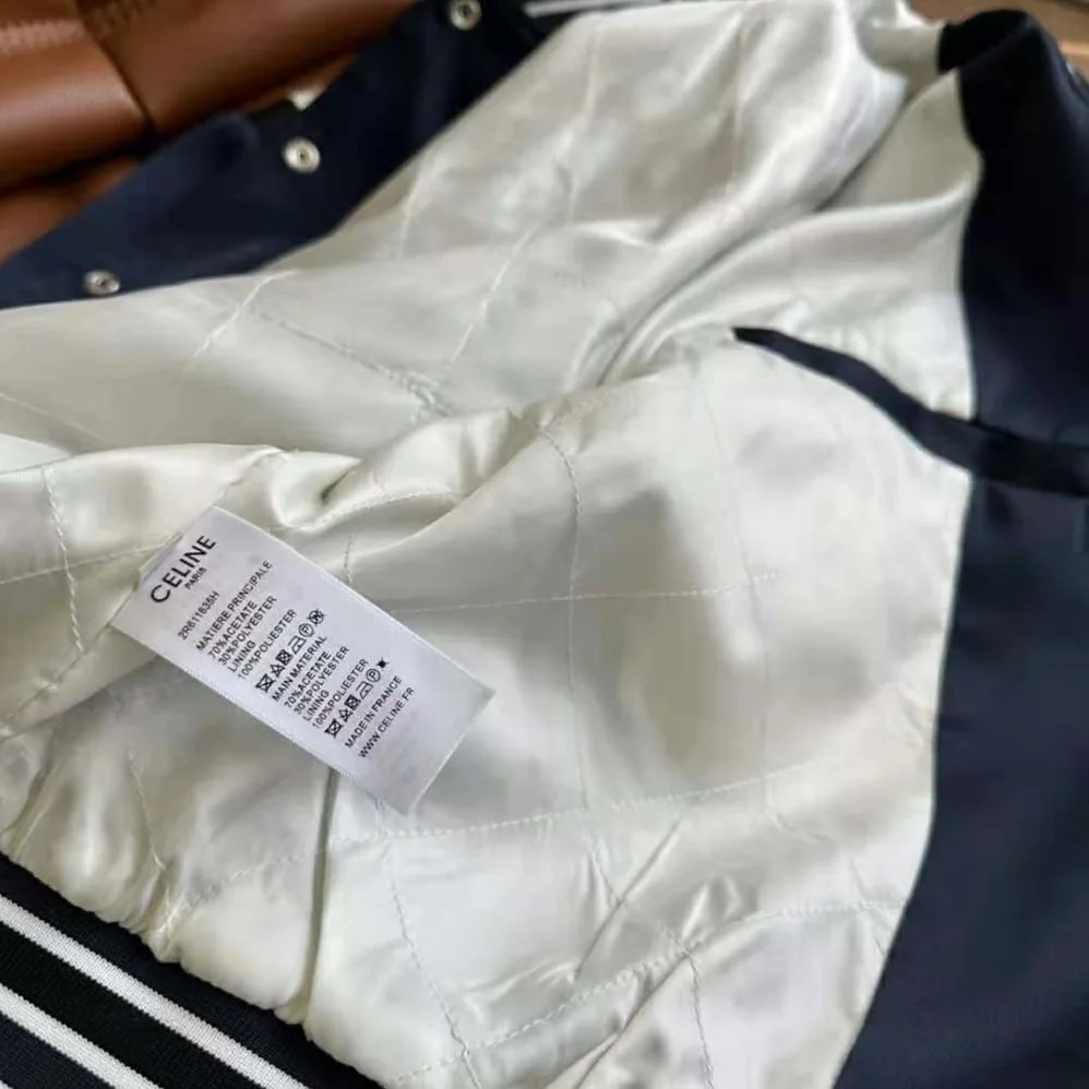 Celine Cropped Bomber Jacket in Thick Satin for Women Celine Cropped Bomber Jacket in Thick Satin for Women