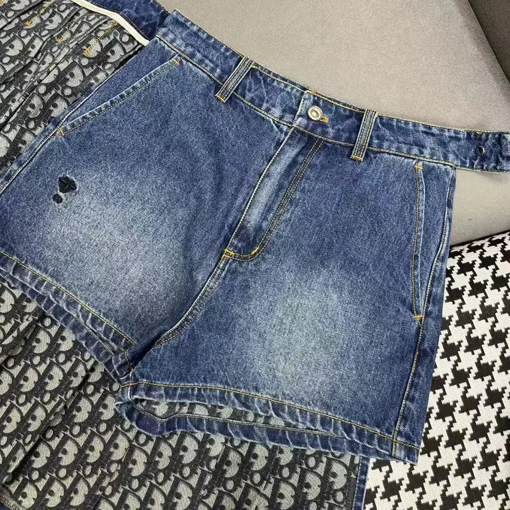 Dior Wrap Miniskirt with Integrated Shorts Navy Blue Stonewashed Cotton Denim for Women Dior Wrap Miniskirt with Integrated Shorts Navy Blue Stonewashed Cotton Denim for Women