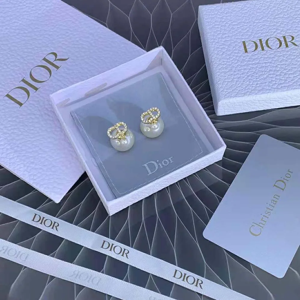 Dior Tribales Earrings Gold-Finish Metal for Women in White