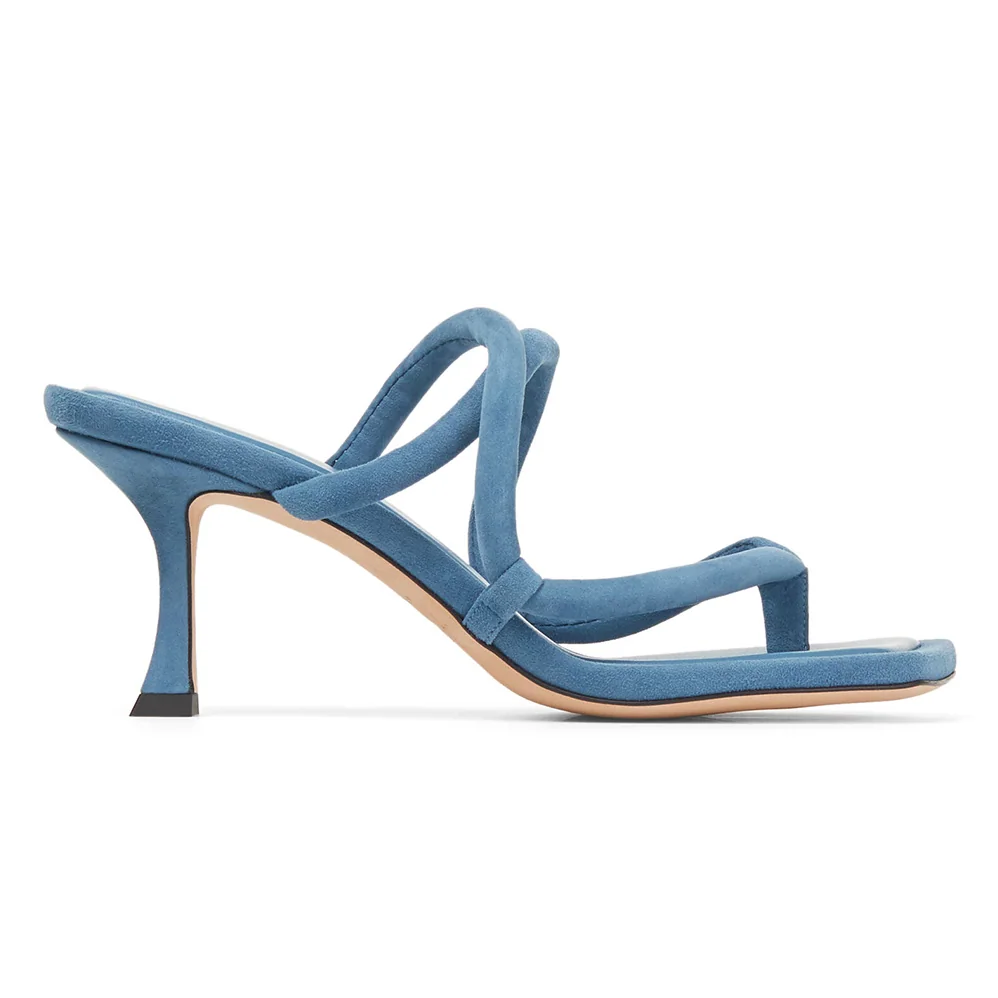 Jimmy Choo Cape 70 Butterfly Blue Suede Thong Mules for Women