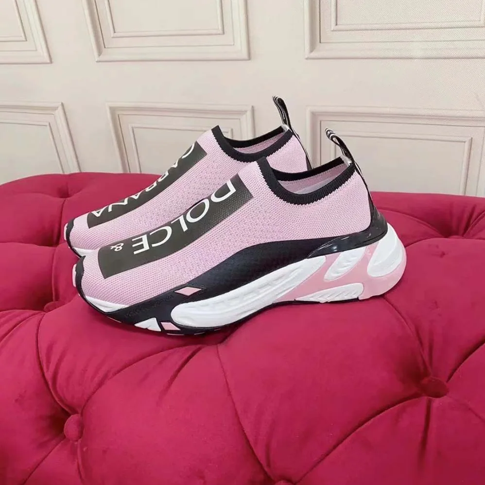 Dolce Gabbana D&G Stretch Mesh Fast Sneakers for Women in Pink