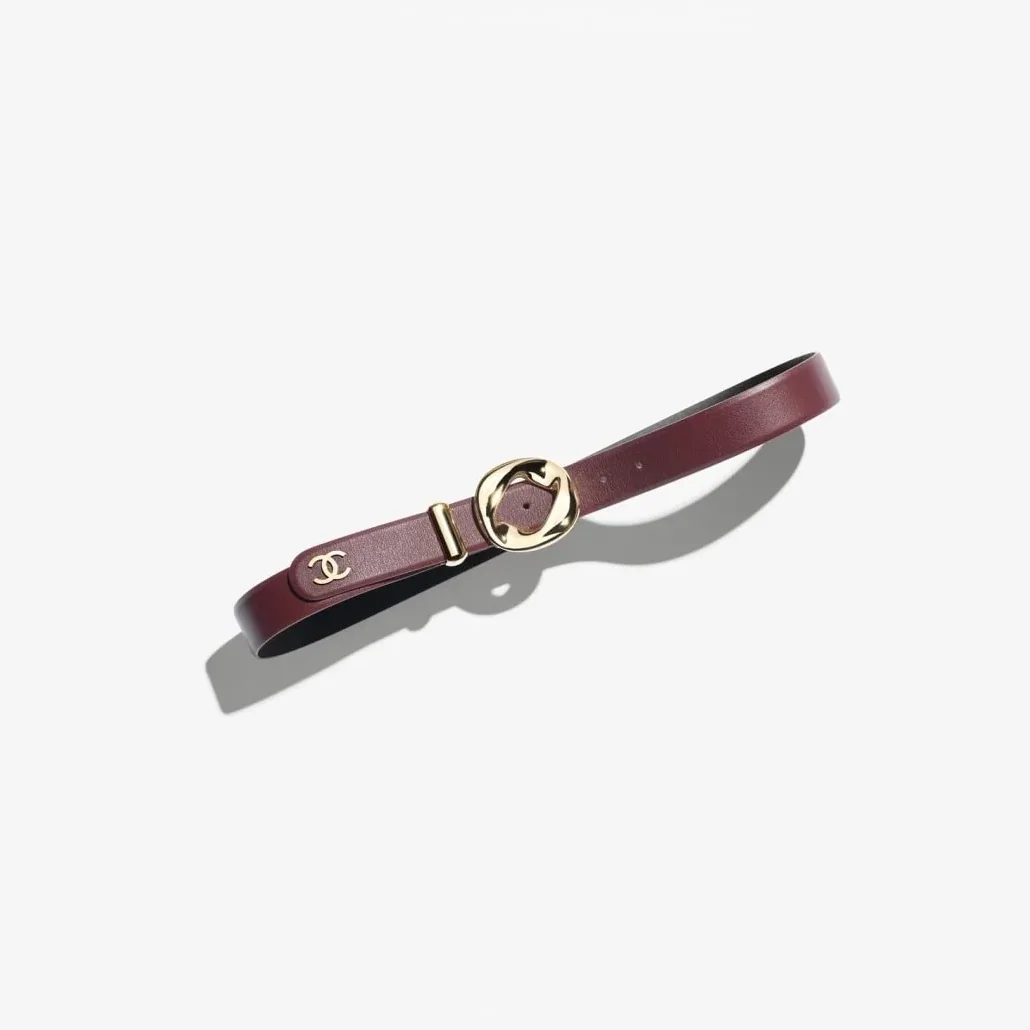 Chanel Leather Belt Burgundy