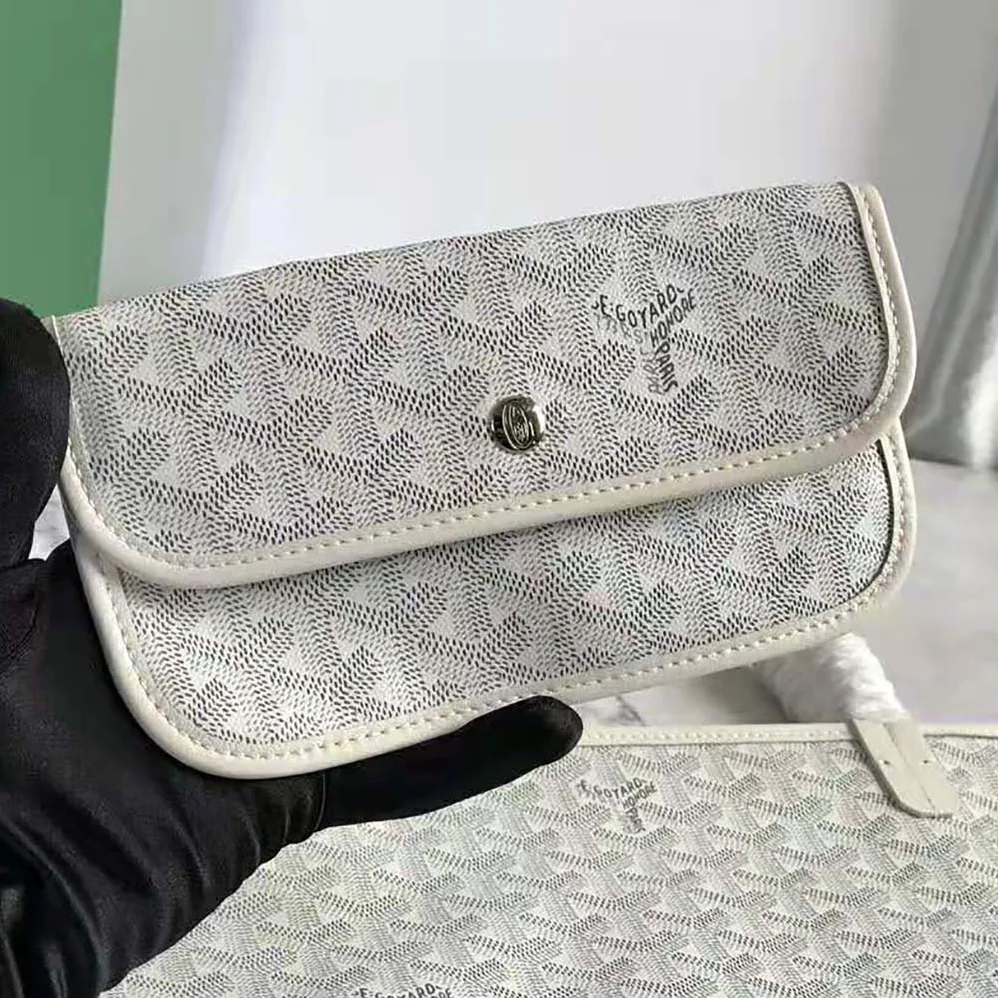 Goyard Sac Saint Louis GM in Goyardine Canvas & Chevroches Calfskin for Women in White Goyard Sac Saint Louis GM in Goyardine Canvas & Chevroches Calfskin for Women in White
