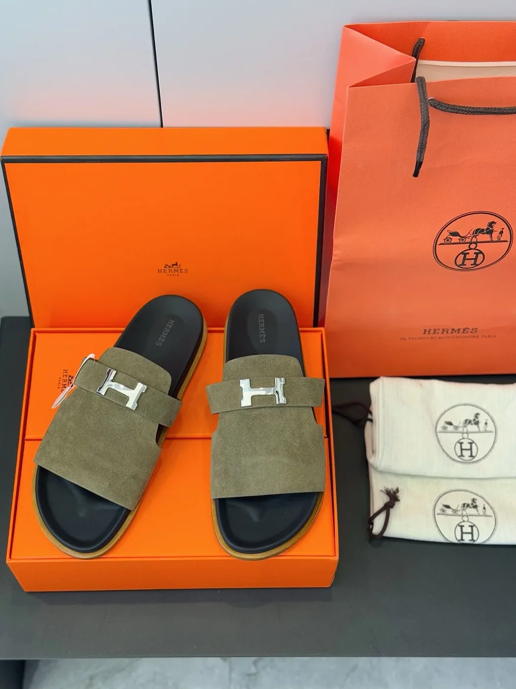 Hermes Jaures Sandals Etoupe Hermes Jaures Sandals Etoupe