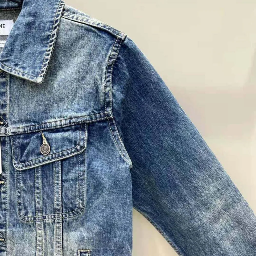Celine Trucker Jacket in Dark Union Wash Denim for Women