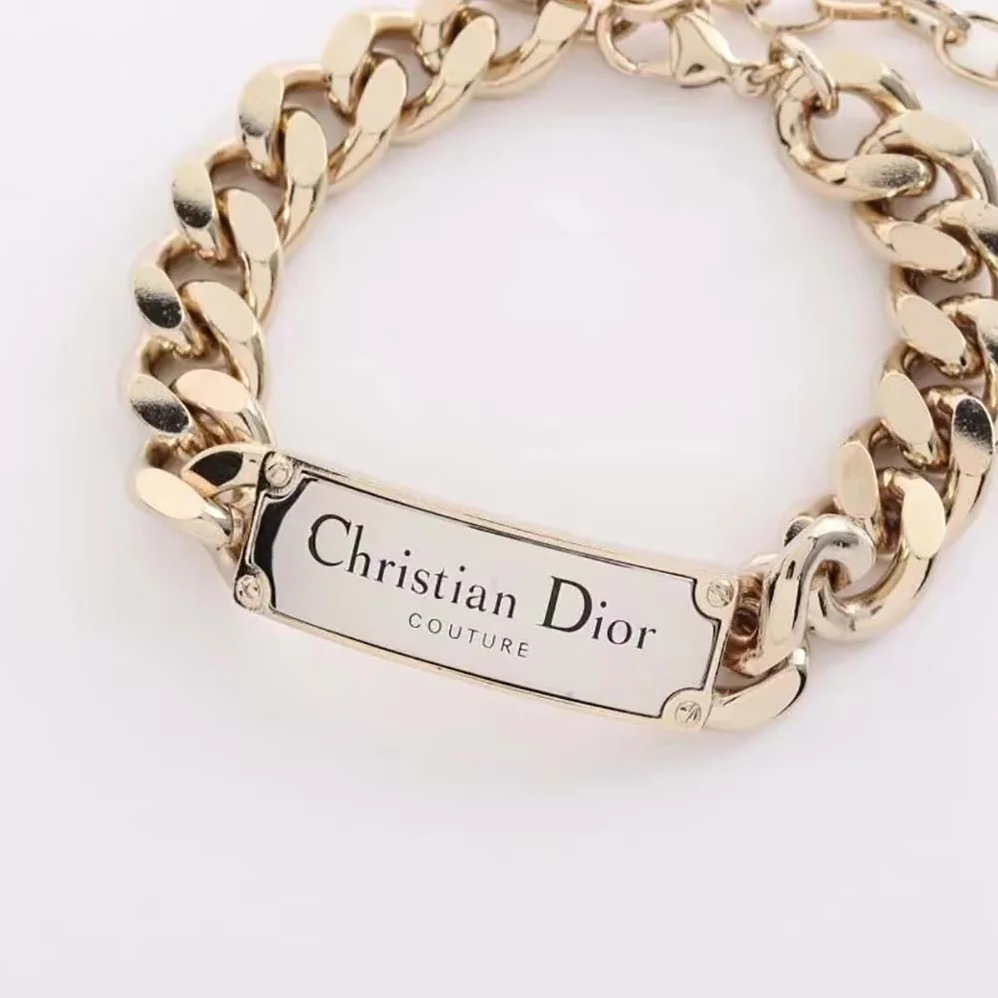 Dior Christian Dior Couture Chain Link Bracelet Gold and Silver for Men in Finish Brass Dior Christian Dior Couture Chain Link Bracelet Gold and Silver for Men in Finish Brass