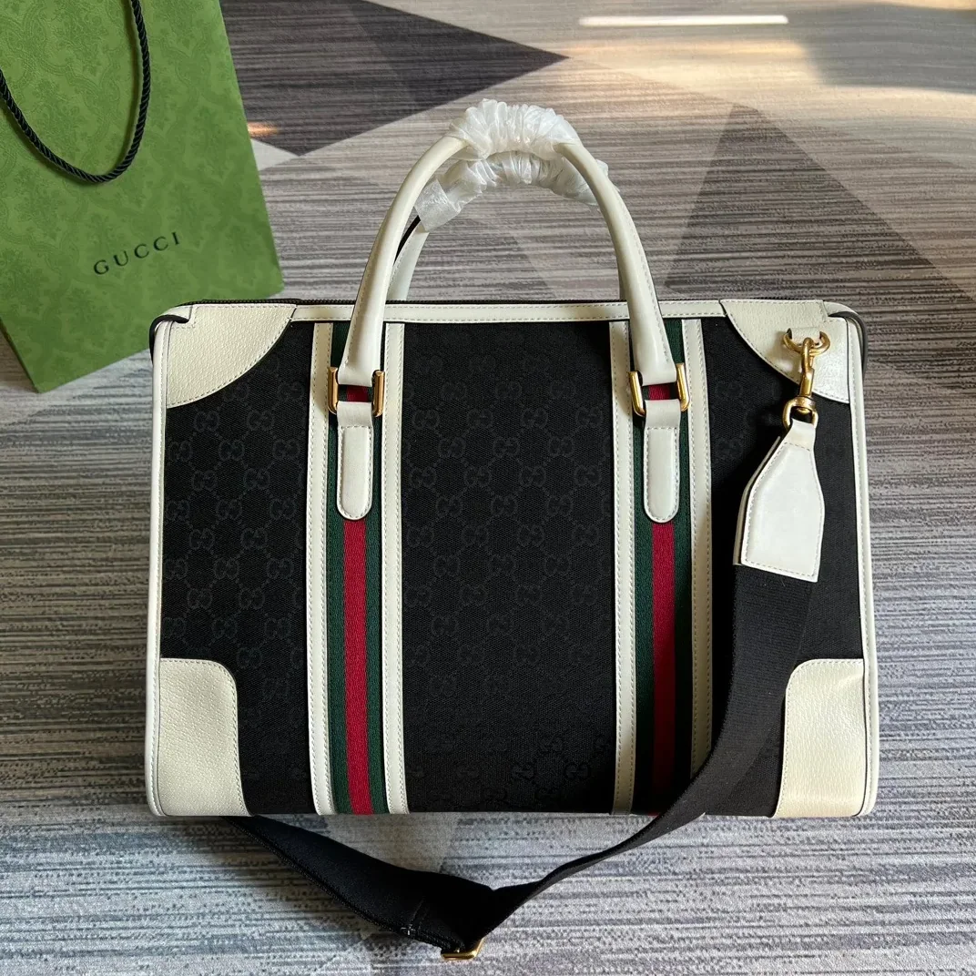 Large Bauletto Top Handle Bag With Double G White in Grey /