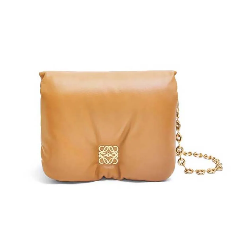 Loewe Puffer Goya Bag in Shiny Nappa Lambskin for Women in Brown