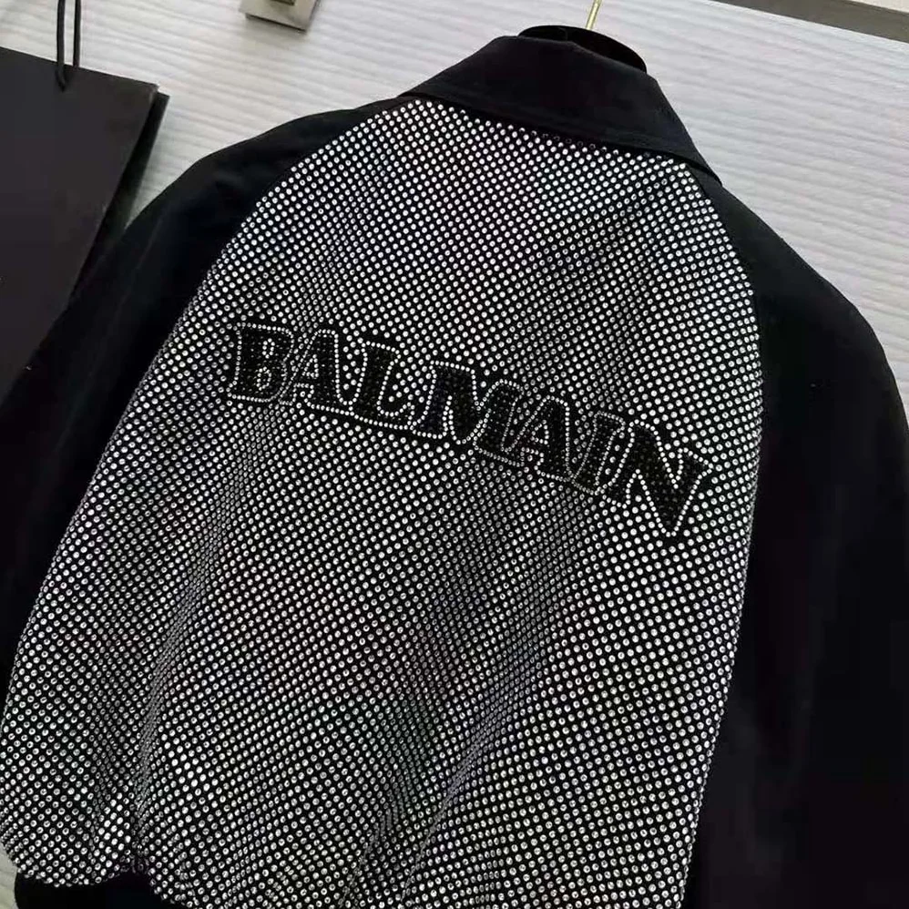 Balmain Cropped Balmain Jacket with Rhinestones for Women