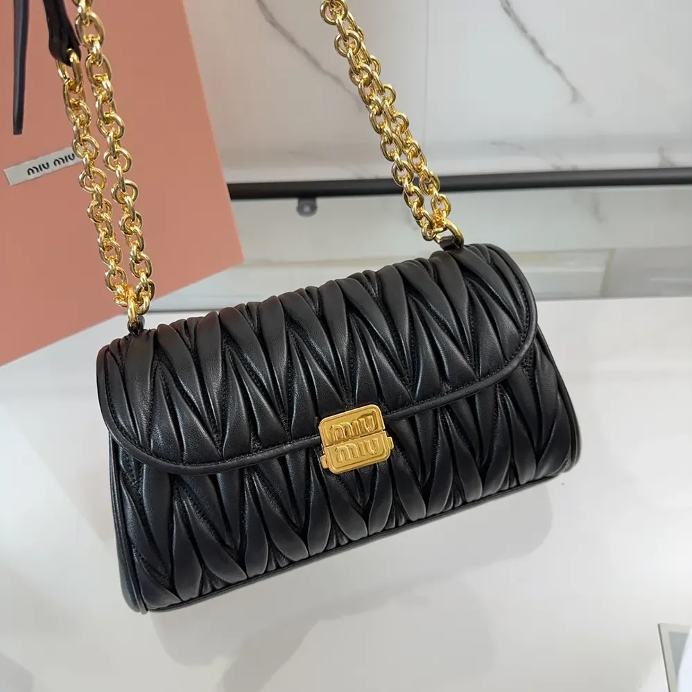 Miu Miu Matelassé Nappa Leather Shoulder Bag for Women in Black Miu Miu Matelassé Nappa Leather Shoulder Bag for Women in Black