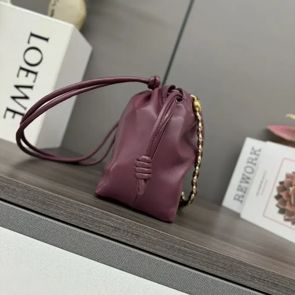 Loewe Medium Flamenco Purse in Mellow Nappa Lambskin for Unisex in Dark Burgundy