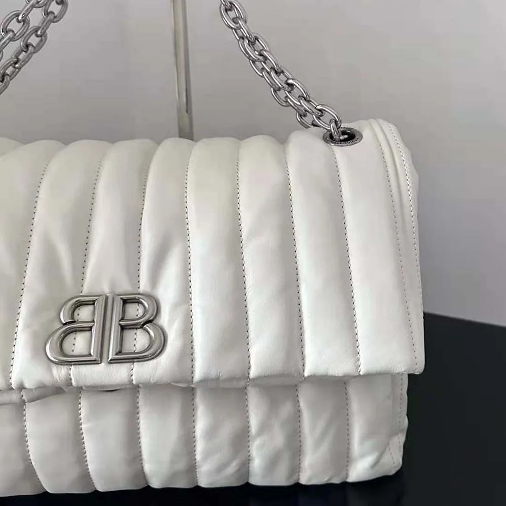 Balenciaga Monaco Medium Chain Bag Quilted in off White for Women