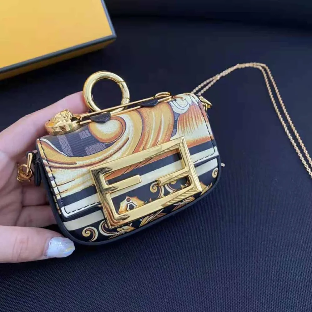 Fendi Nano Baguette Charm Fendace Black Leather Charm for Women Fendi Nano Baguette Charm Fendace Black Leather Charm for Women