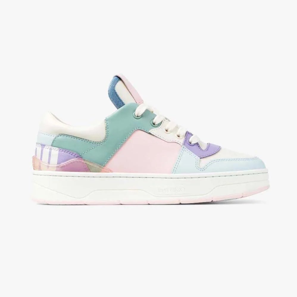 Jimmy Choo Florent/F Powder Pink and Pastel Mix Leather Trainers for Women Jimmy Choo Florent/F Powder Pink and Pastel Mix Leather Trainers for Women