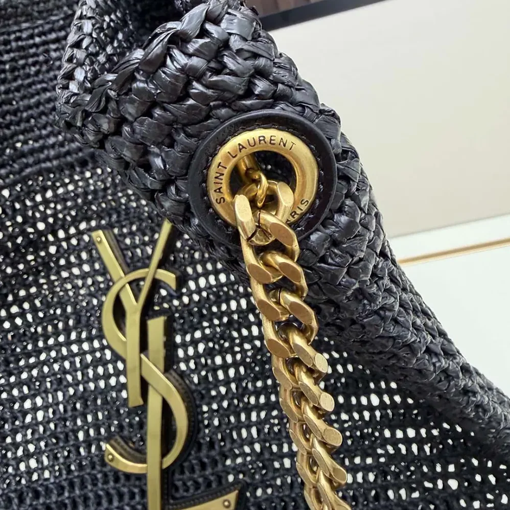 Saint Laurent YSL Icare In Raffia Black for Women Saint Laurent YSL Icare In Raffia Black for Women