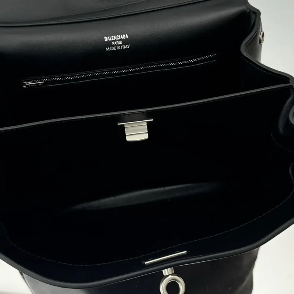 Balenciaga Rodeo Handbag Small In Black Smooth Calfskin Aged for Women in Silver Hardware