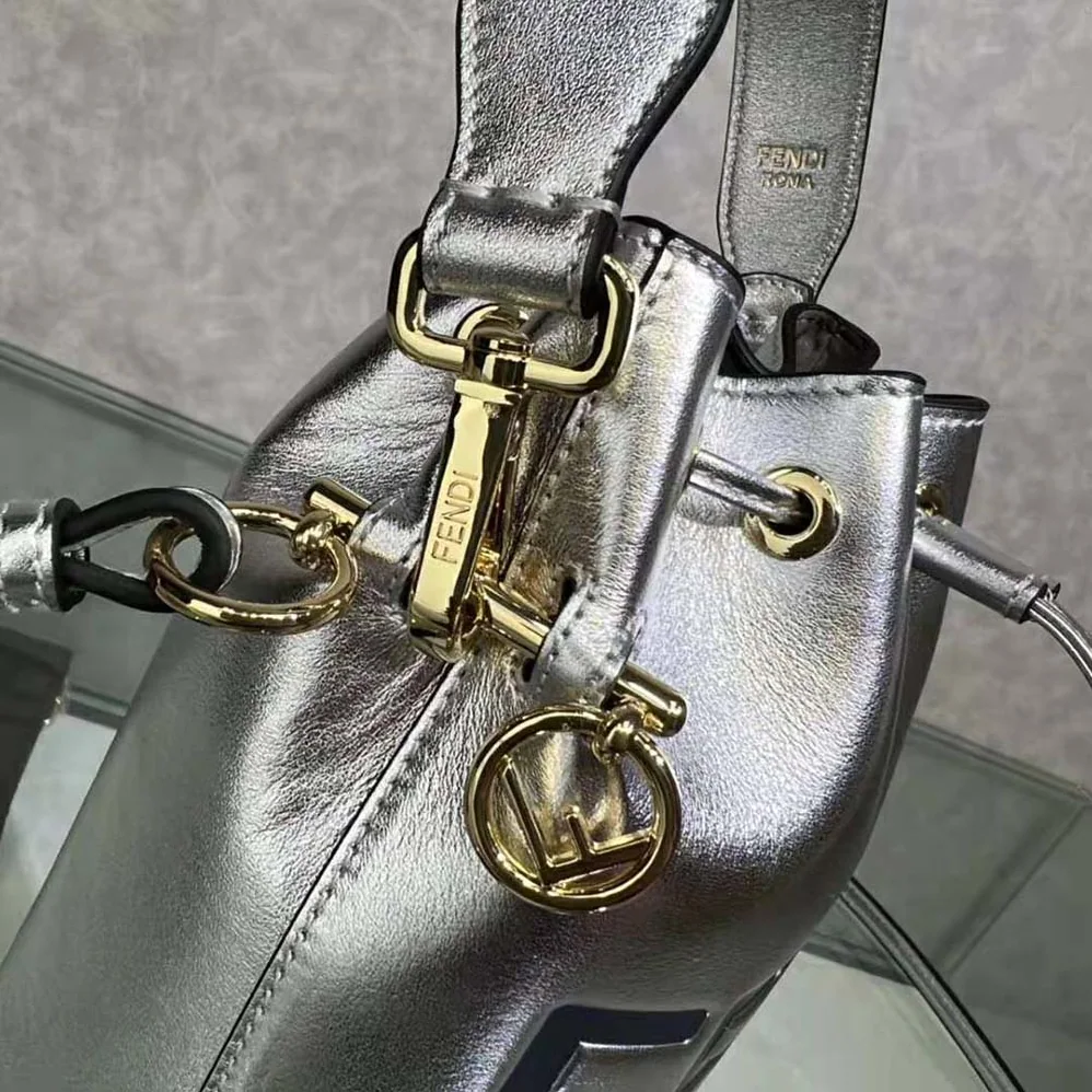 Fendi Mon Tresor Silver Laminated Leather Mini Bag for Women Fendi Mon Tresor Silver Laminated Leather Mini Bag for Women