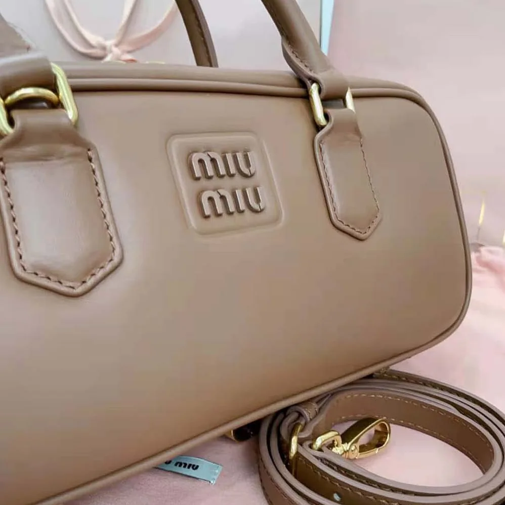 Miu Miu Arcadie Leather Bag for Women in Brown Miu Miu Arcadie Leather Bag for Women in Brown