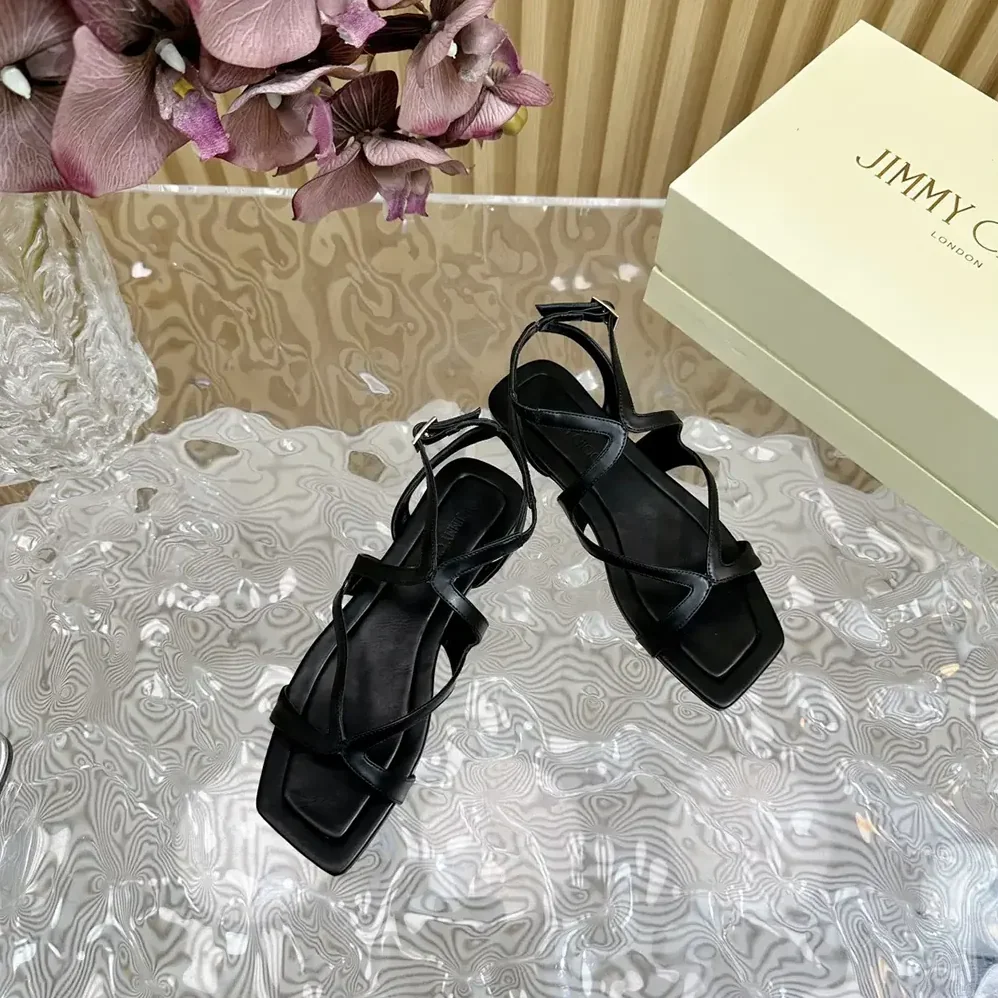 Jimmy Choo Ayla Flat Black Nappa Leather Flats for Women Jimmy Choo Ayla Flat Black Nappa Leather Flats for Women