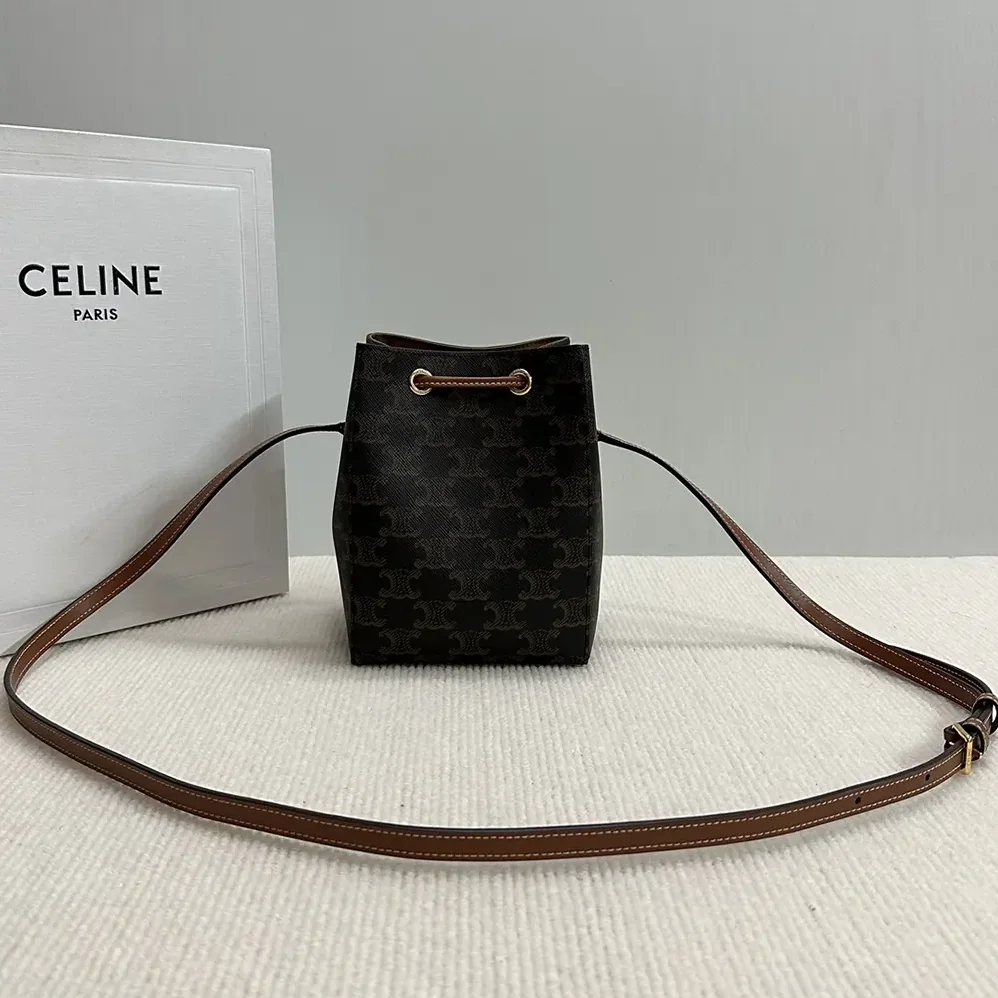 Celine Micro Sailor in Triomphe Canvas and Calfskin for Women in Brown
