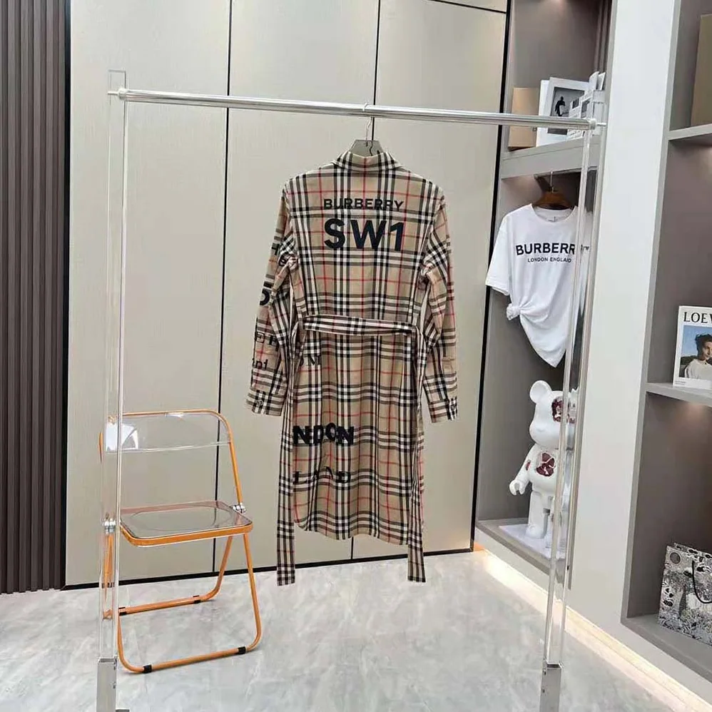 Burberry Vintage Check Cotton Tie-waist Shirt Dress for Women in Brown