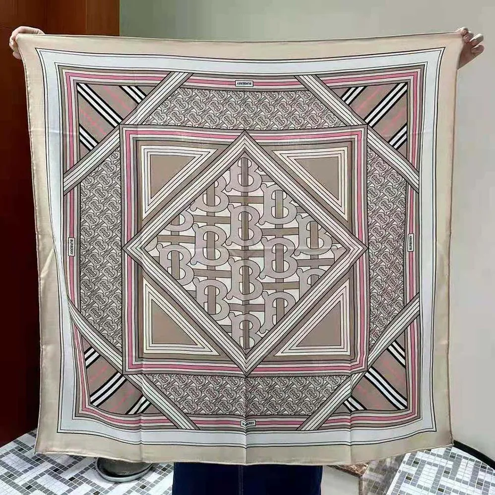 Burberry Montage Print Silk Square Scarf for Women in Pink Burberry Montage Print Silk Square Scarf for Women in Pink