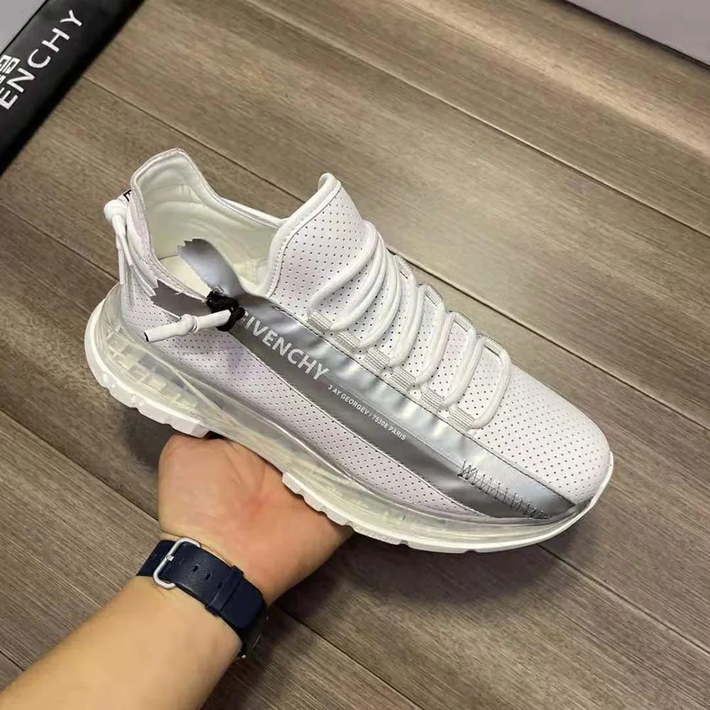 Givenchy Spectre Low Runners Sneakers in Perforated Leather with Zip for Unisex in White