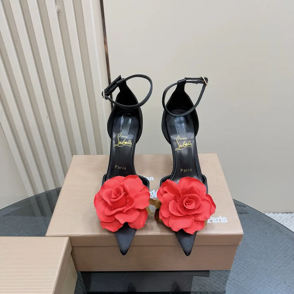 Christian Louboutin Bellarose 100 mm Strappy Pumps Crepe Satin for Women in Black Christian Louboutin Bellarose 100 mm Strappy Pumps Crepe Satin for Women in Black