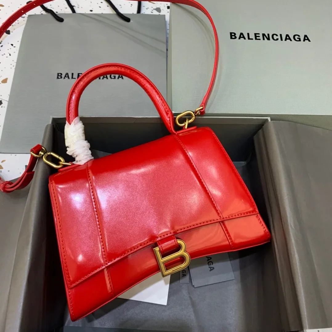 Balenciaga Hourglass Small Handbag In Bright Red
