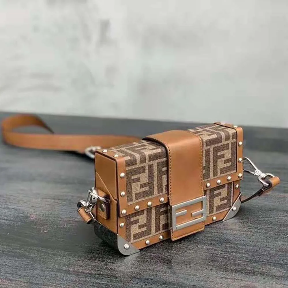 Fendi Baguette Trunk Mini Brown Fabric Bag for Men