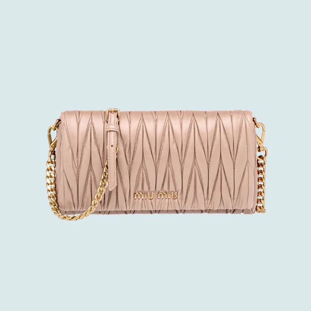 Miu Miu Matelasse Nappa Leather Shoulder Bag for Women in Pink Miu Miu Matelasse Nappa Leather Shoulder Bag for Women in Pink