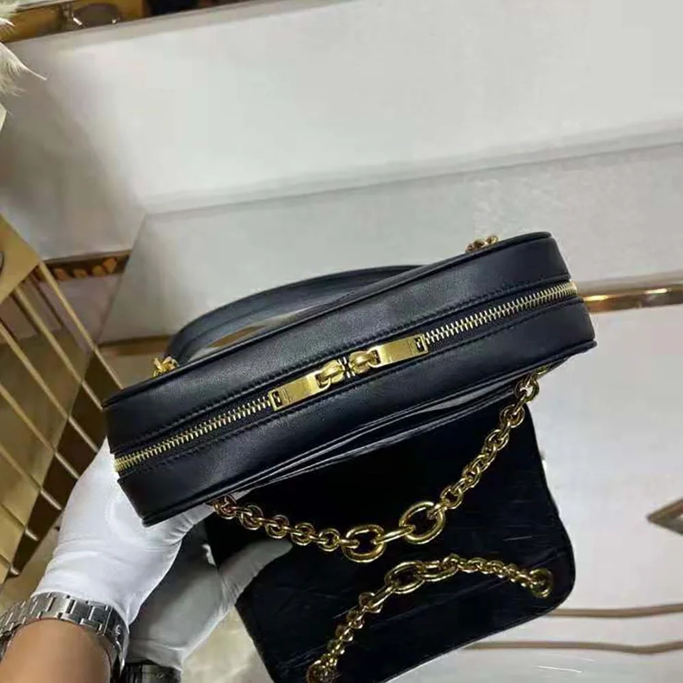 Saint Laurent YSL Le Maillon Small Chain Bag in Quilted Lambskin for Women in Black