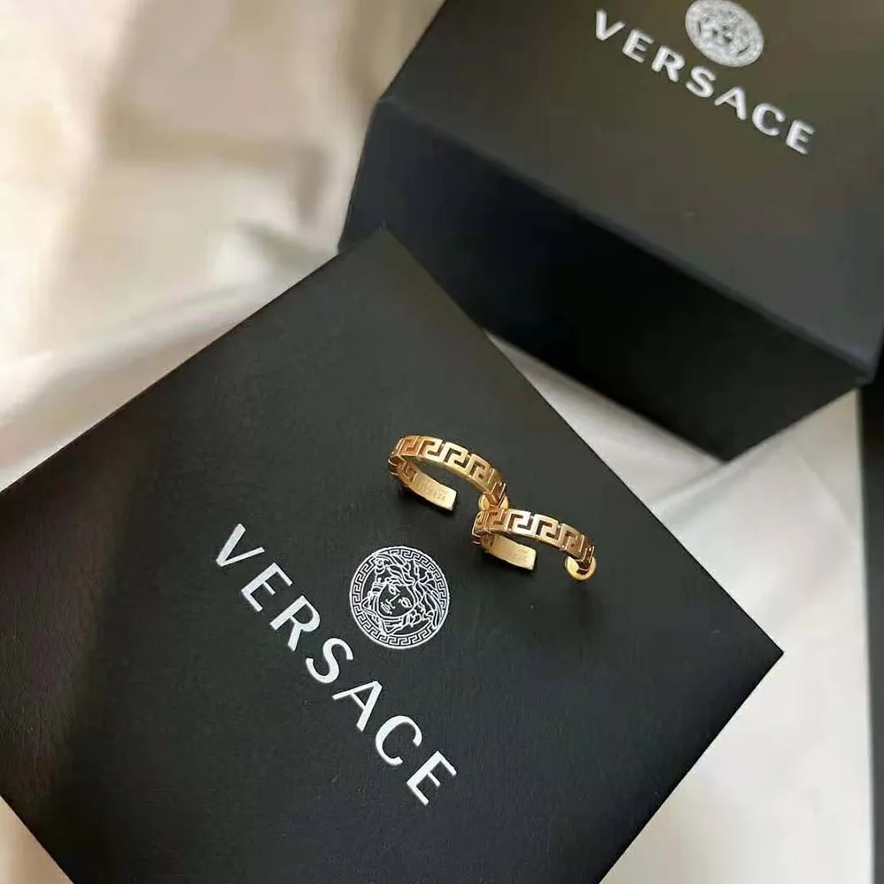 Versace Small Greca Hoop Earrings for Women in Gold
