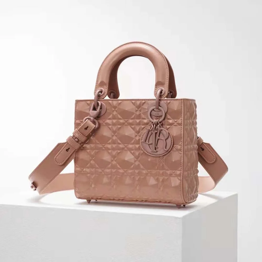 Dior Small Lady Dior my Abcdior Bag Rose Des Vents Cannage Calfskin with Diamond Motif for Women