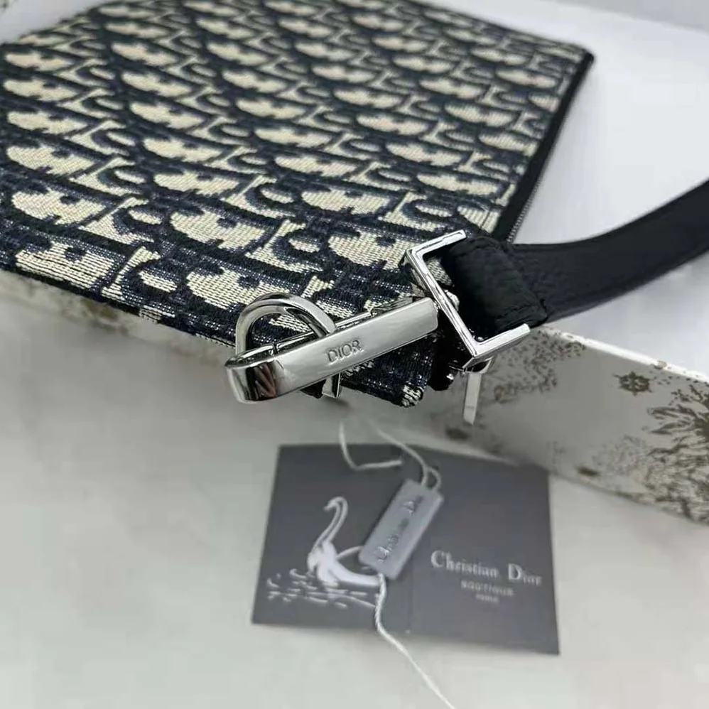 Dior A5 Pouch Beige and Black Dior Oblique Jacquard for Men