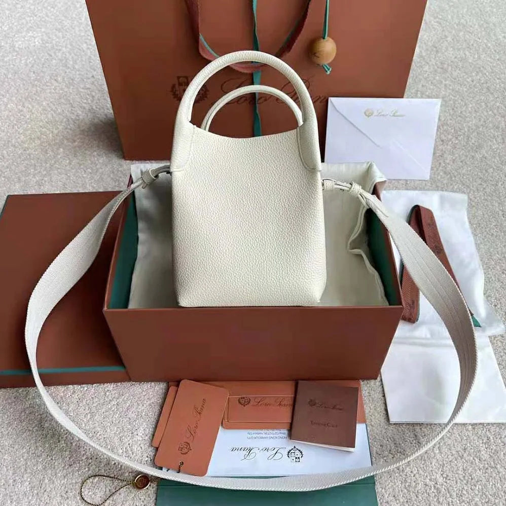 Loro Piana Micro Bale Bag in Calfskin Leather for Women in White Loro Piana Micro Bale Bag in Calfskin Leather for Women in White