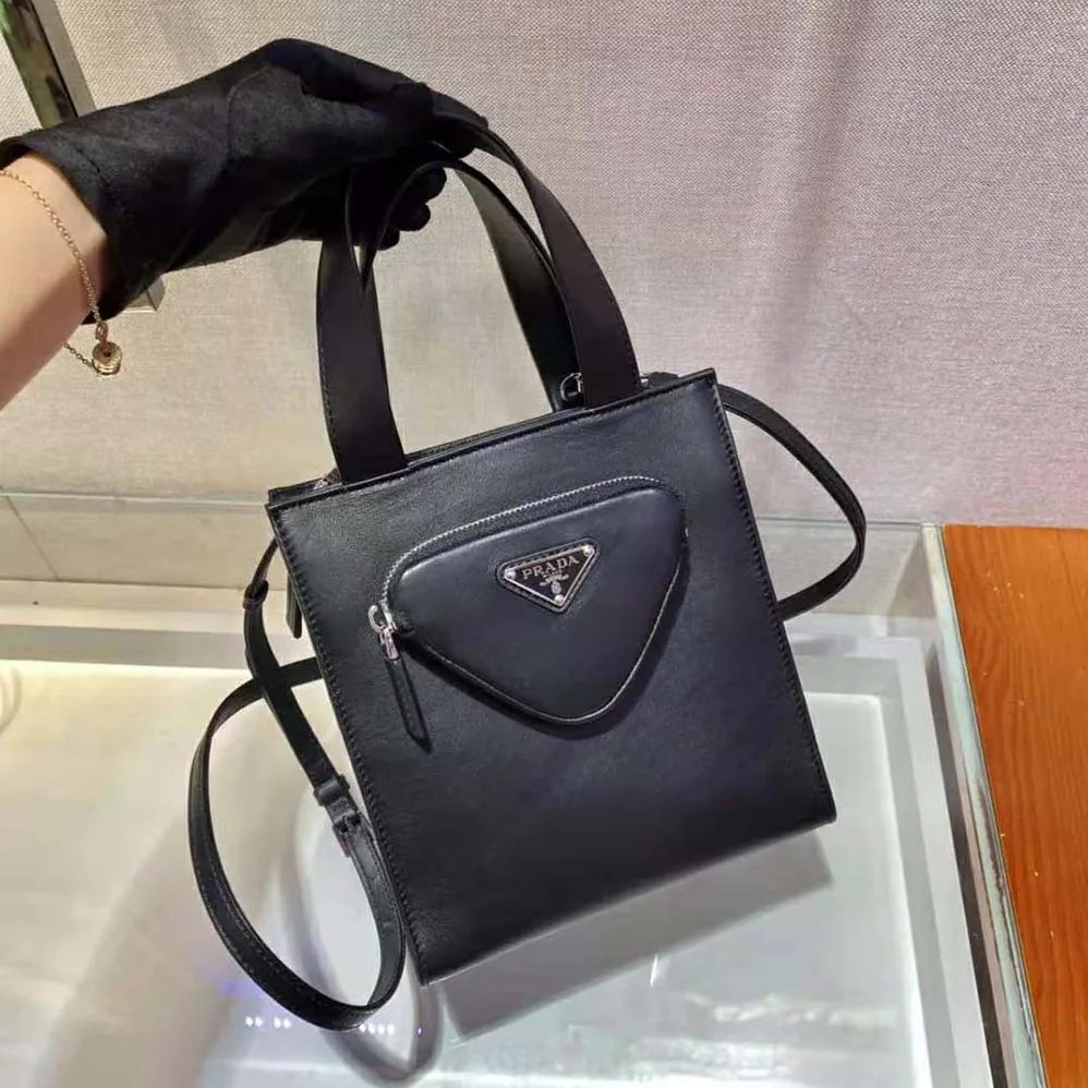 Prada Nappa Leather Tote Bag for Women in Black