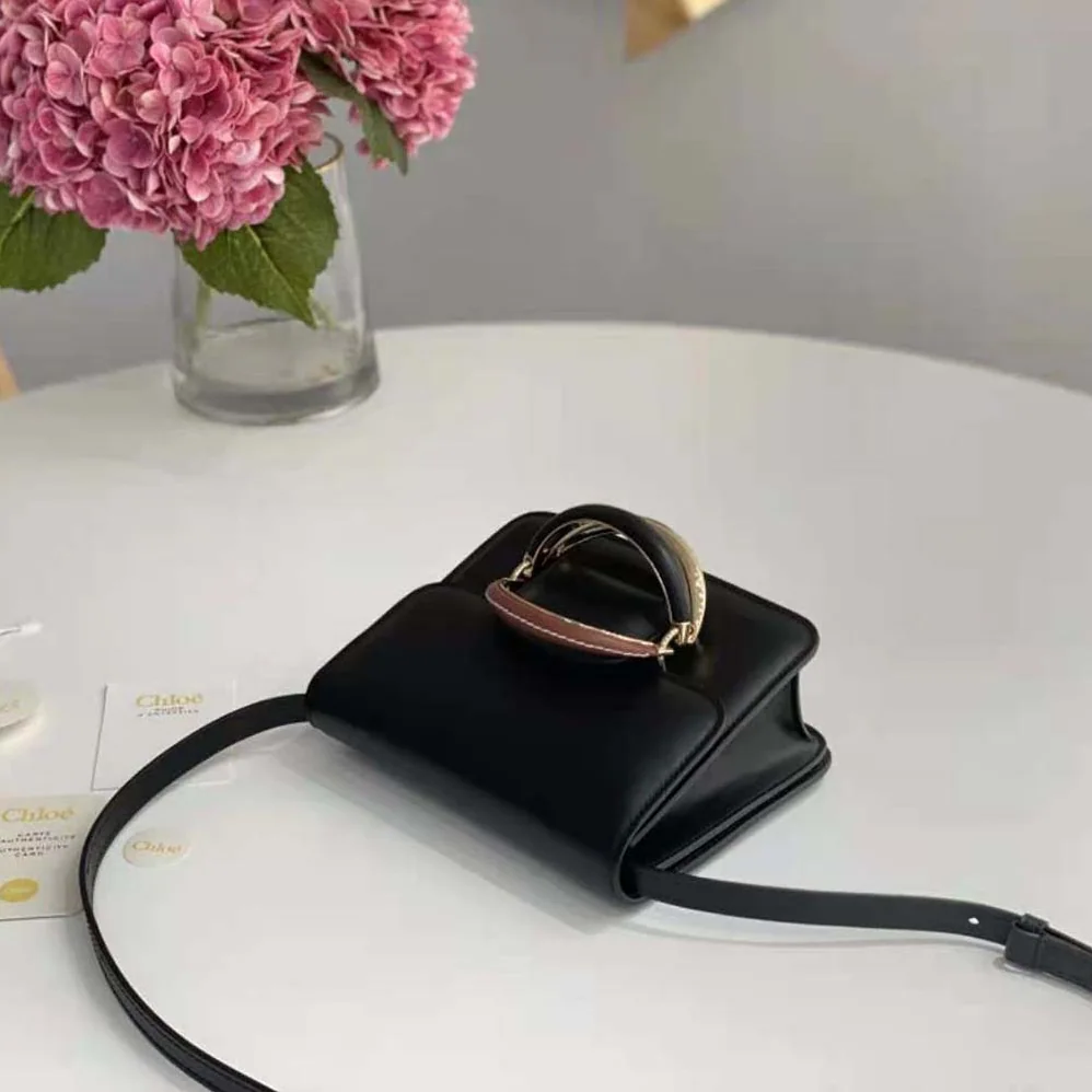 Chloe Kattie Cross-Body Bag in Shiny Calfskin for Women in Black