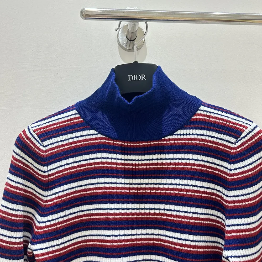Celine Turtleneck Sweater In Striped Ribbed Wool for Women Celine Turtleneck Sweater In Striped Ribbed Wool for Women
