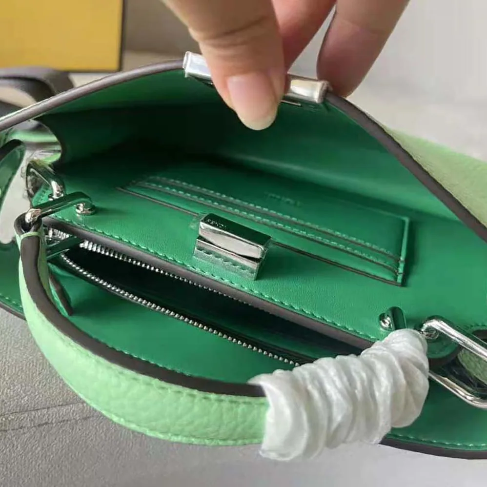 Fendi Peekaboo ISeeU XCross Green Leather Bag for Men