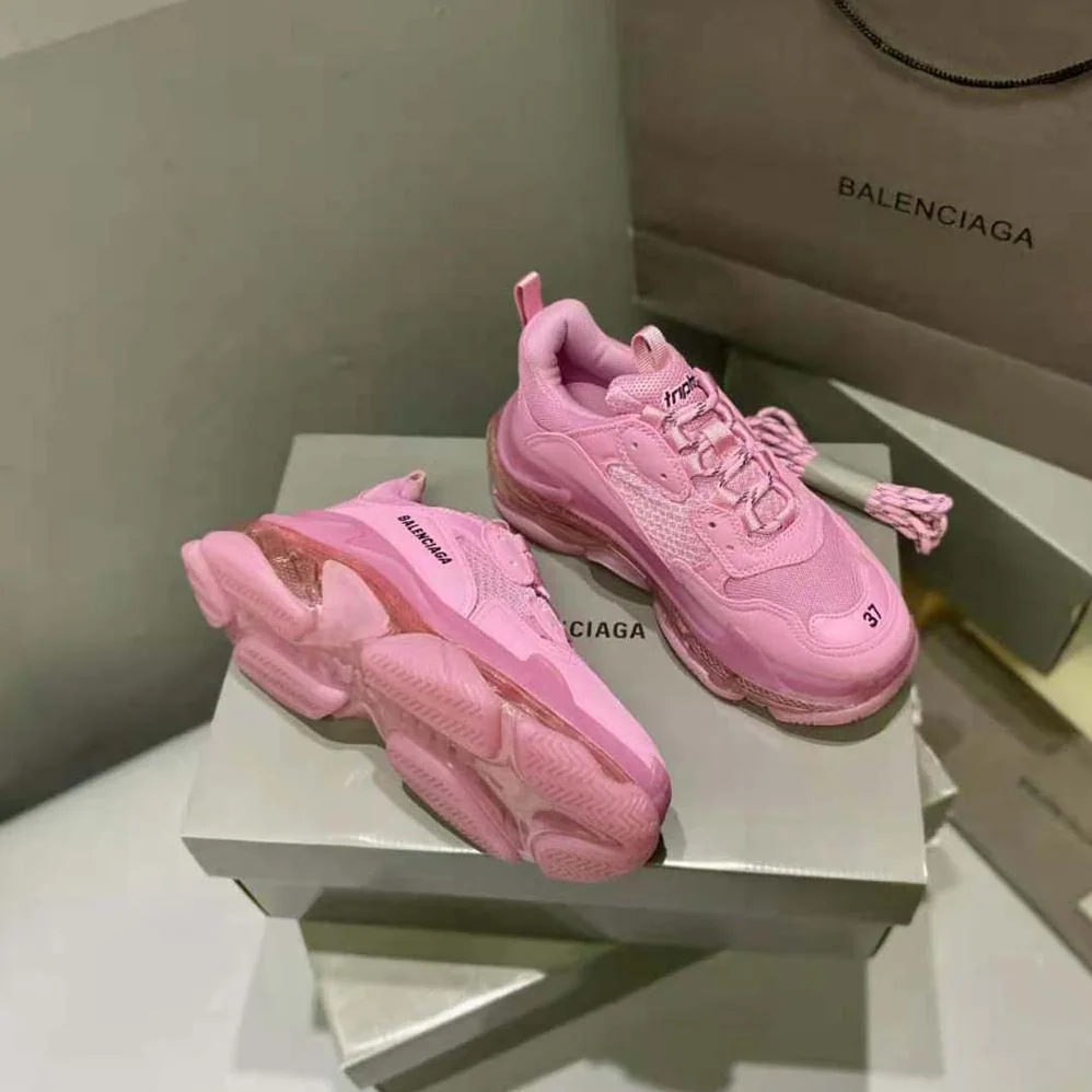 Balenciaga Triple S Clear Sole Sneaker in Light Pink Double Foam and Mesh for Women