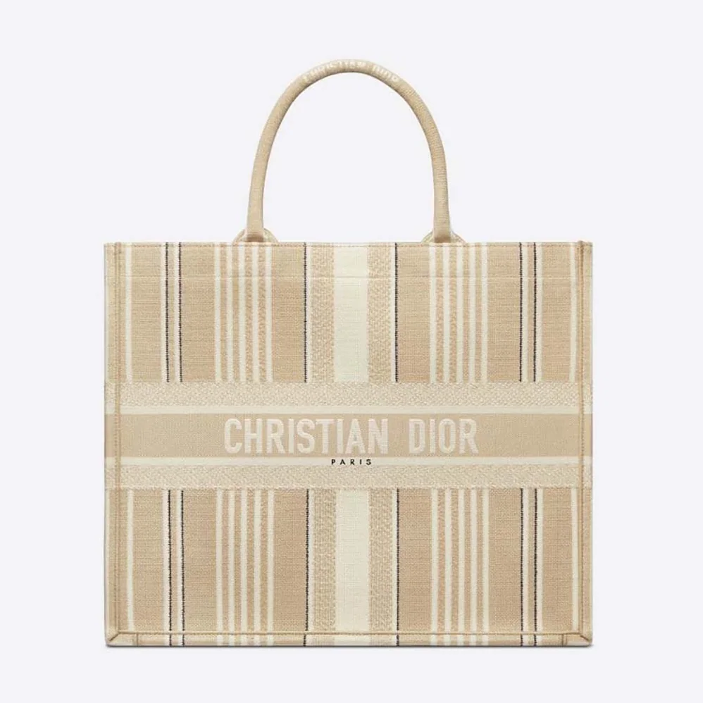 Dior Dior Book Tote Beige Stripes Embroidery for Women Dior Dior Book Tote Beige Stripes Embroidery for Women
