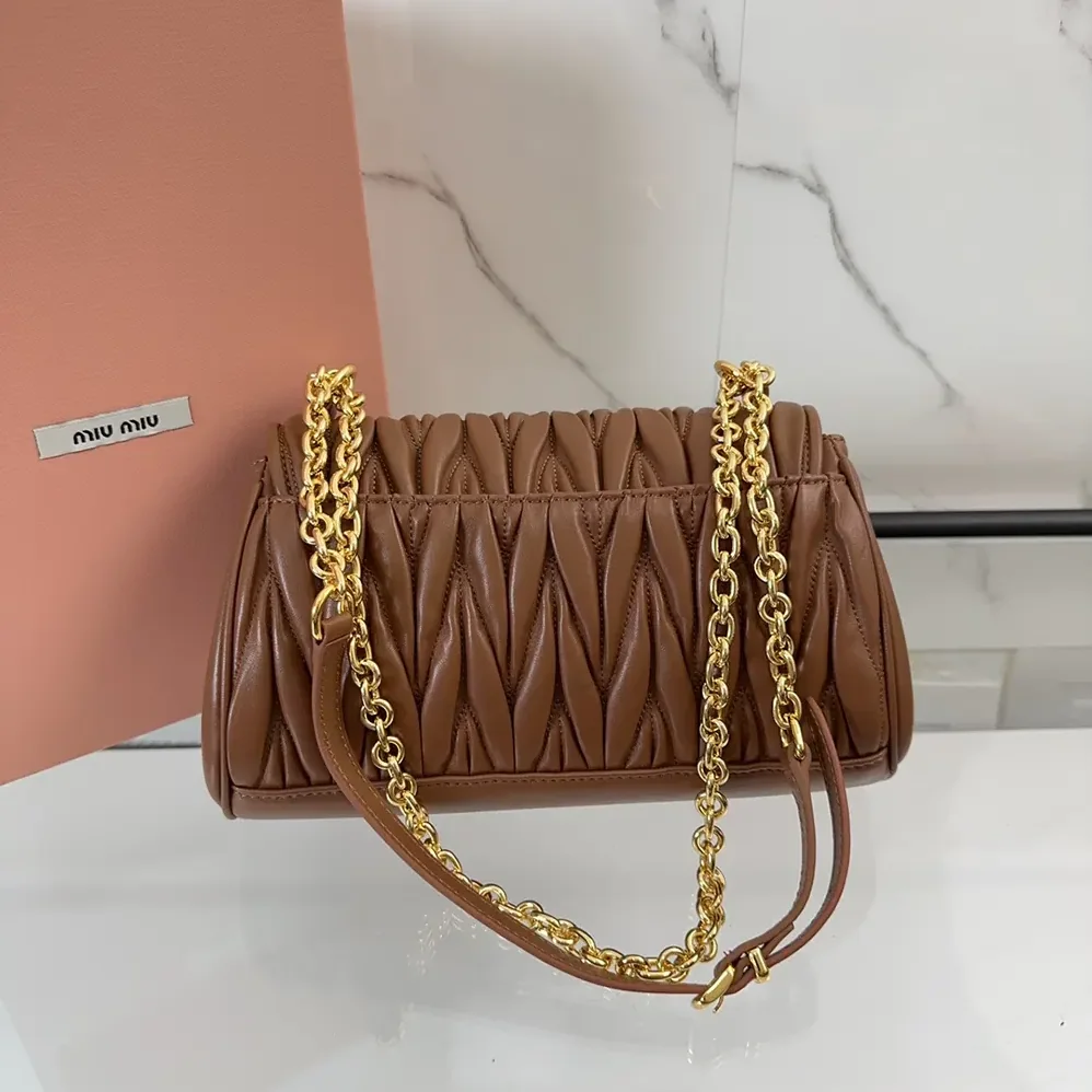 Miu Miu Matelassé Nappa Leather Shoulder Bag for Women in Brown