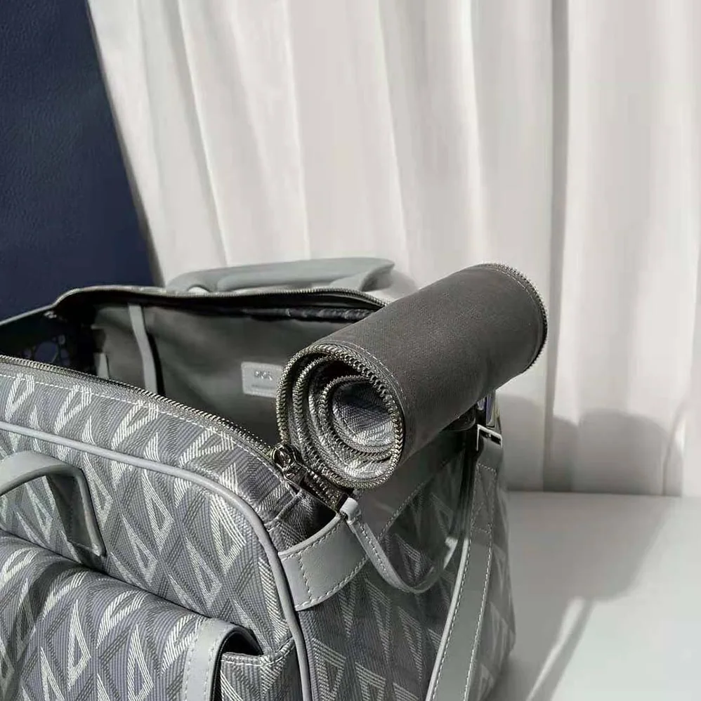 Dior Hit the Road Pet Carrier Bag Dior Gray CD Diamond Canvas and Smooth Calfskin for Men Dior Hit the Road Pet Carrier Bag Dior Gray CD Diamond Canvas and Smooth Calfskin for Men