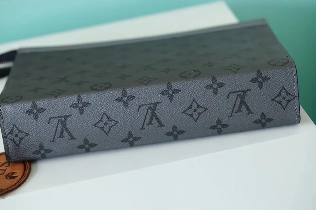Louis Vuitton Pochette Voyage MM Pouch in Gunmetal Gray Silver Hardware