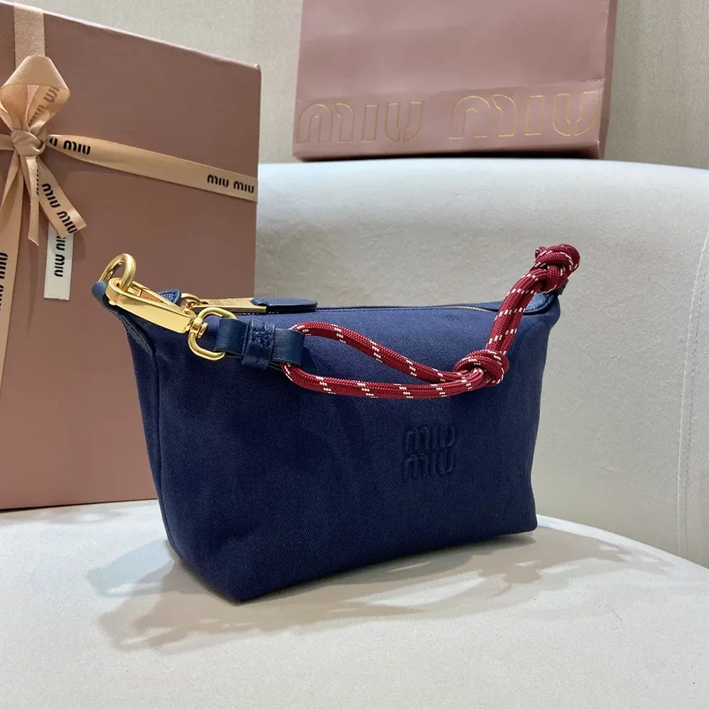 Miu Miu Gabardine Pouch for Women in Navy Miu Miu Gabardine Pouch for Women in Navy